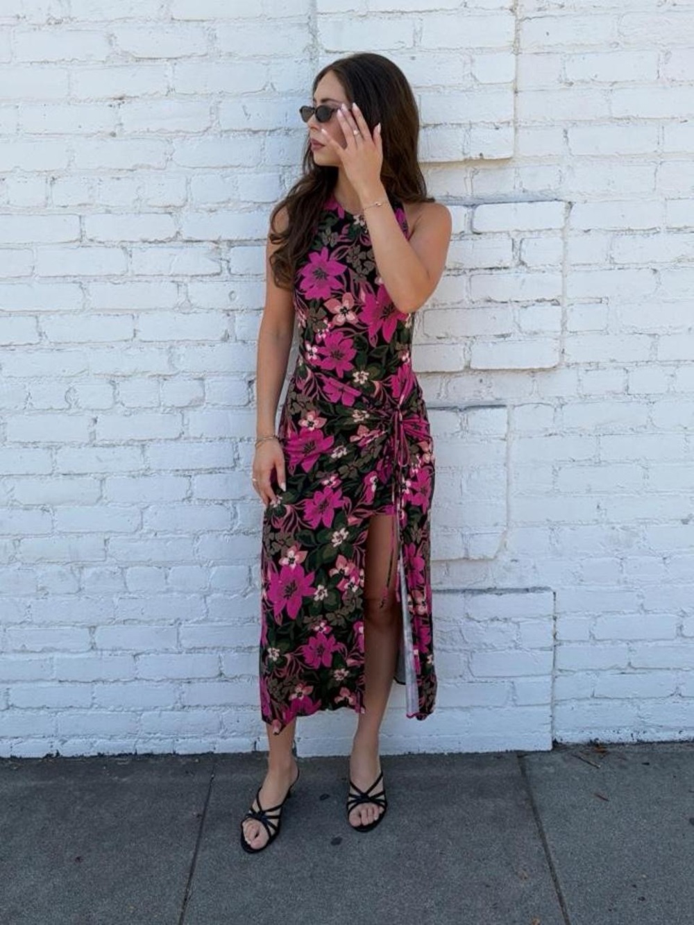Free people Pink floral maxi bodycon open back dress sz XS / s #tropical #vacati